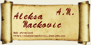 Aleksa Mačković vizit kartica